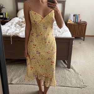 Vintage yellow floral summer slip dress